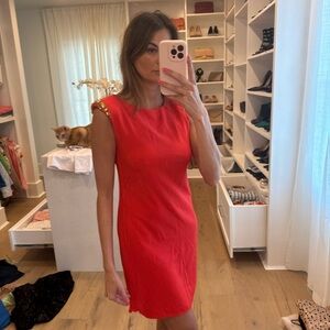 Elegant Red Dress with Gold Accents